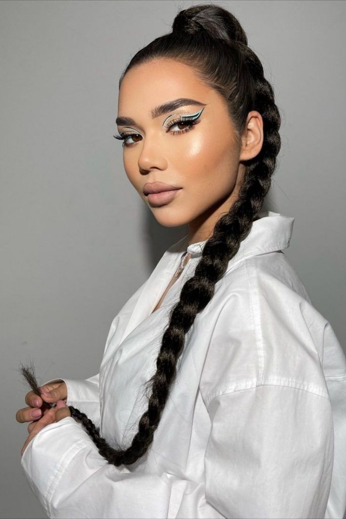Braided-Low-Ponytail-with-greenery