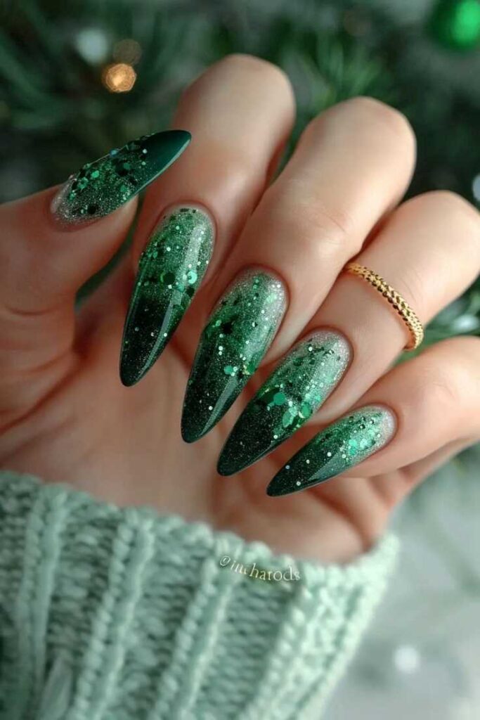Glitter-Green-Nails