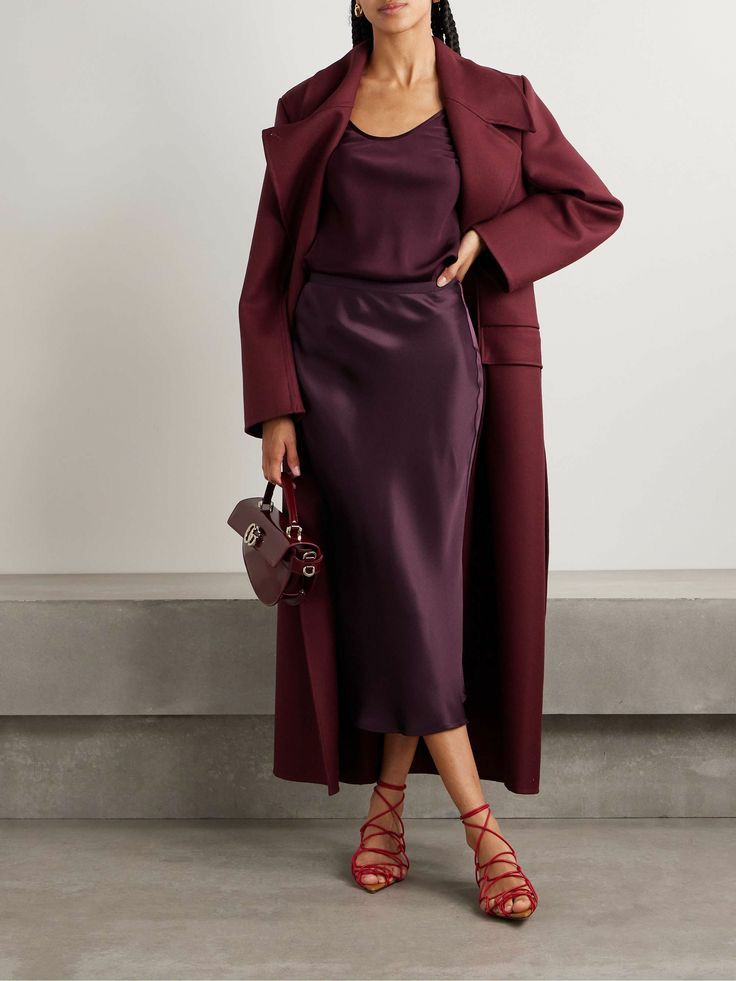 Velvet- Midi- Skirt- Paired- with -a -Silk -Blouse