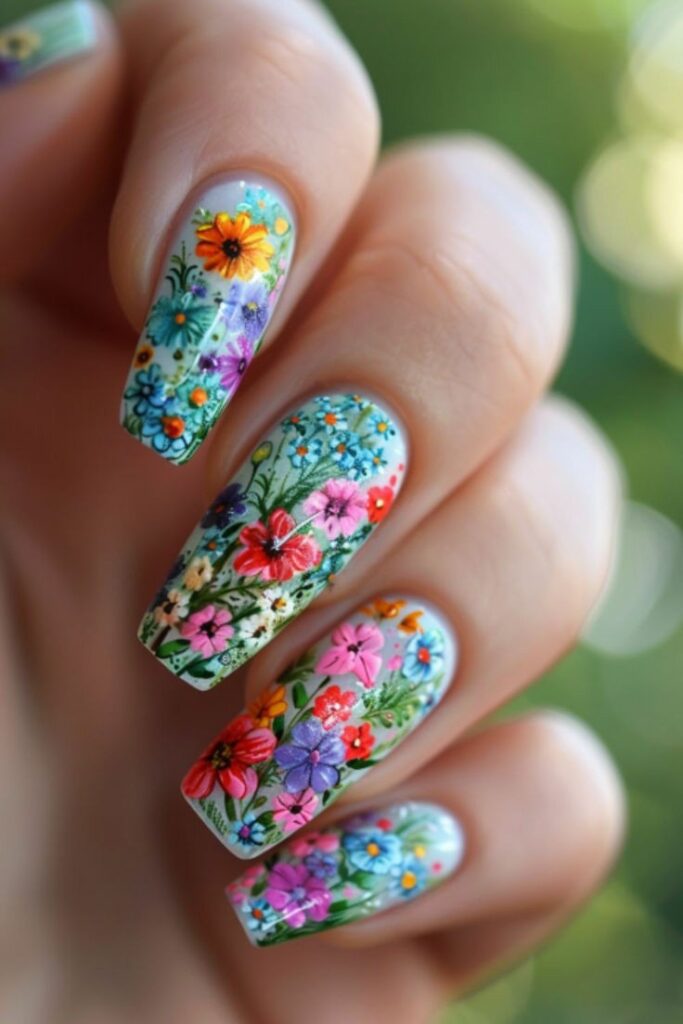 Wildflower- Garden -Summer- Nail-Designs 