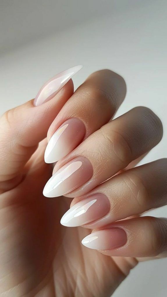 Milky -White -Almond -Nails