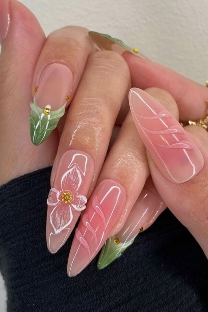 Floral -Gradient- Fade-Summer-Nail-Designs