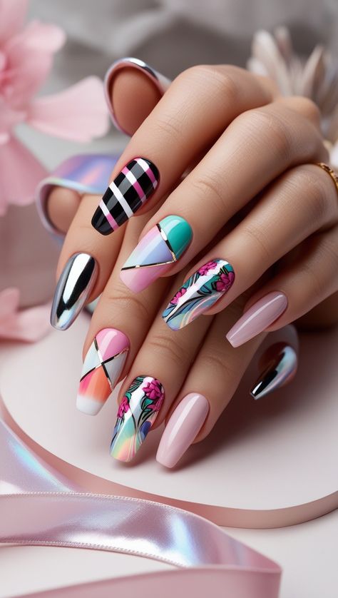 Geometric -Florals-Summer-Flower-Nail