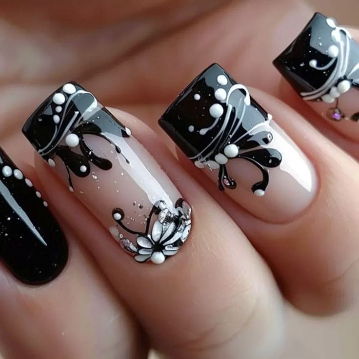 Ombre- Flower- Fade-Nail-Design
