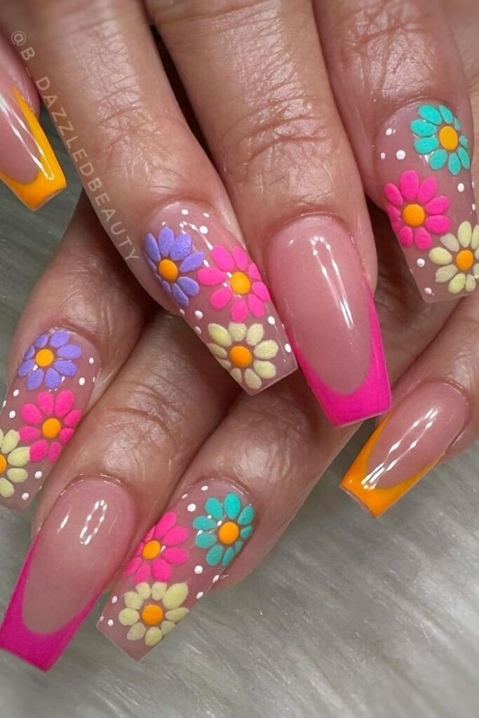 Pastel- Floral- Tips-Summer-Nail-Design