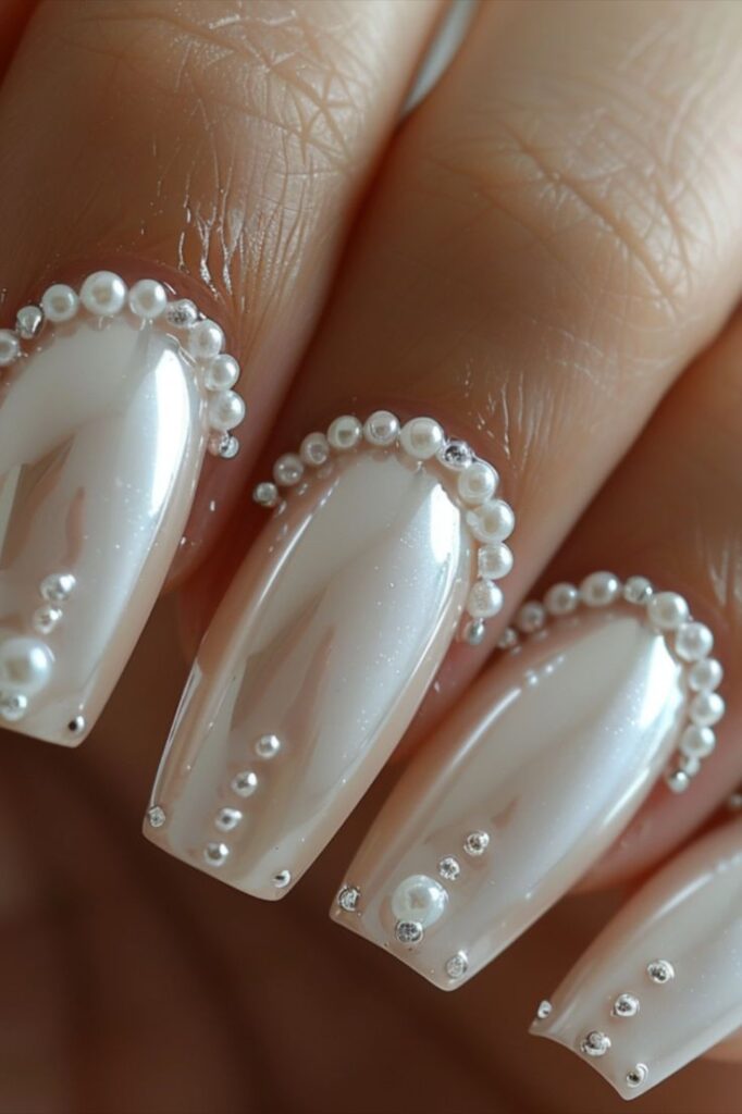 Pearl-Studded-Baddie- Nail-Ideas