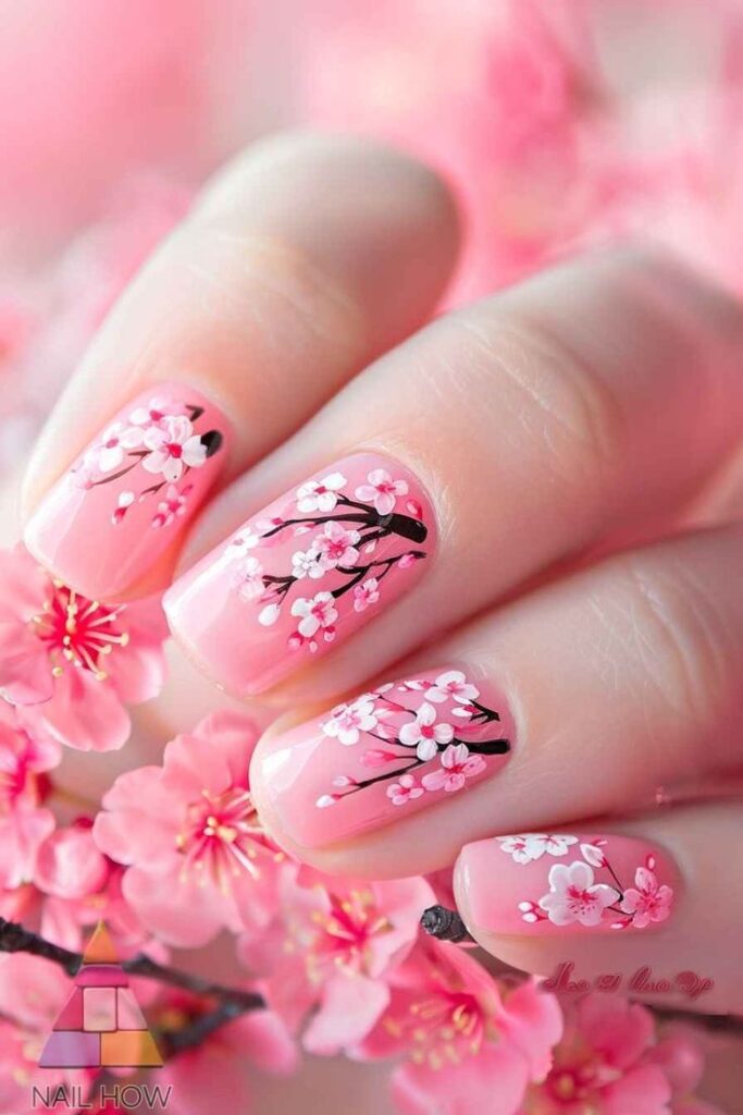 Watercolor- Blossoms-Spring-nail-Ideas