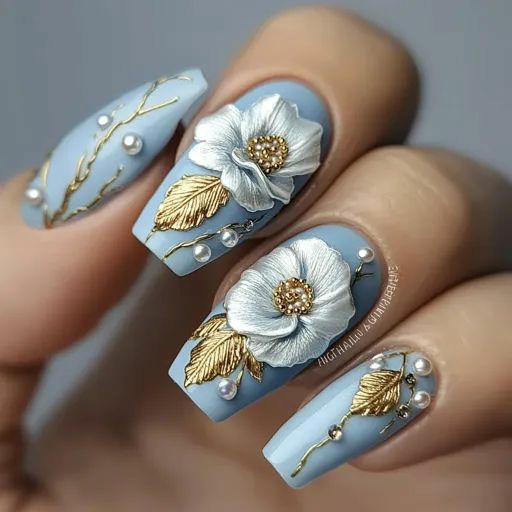 3D -Floral -Embellishments-nail-design