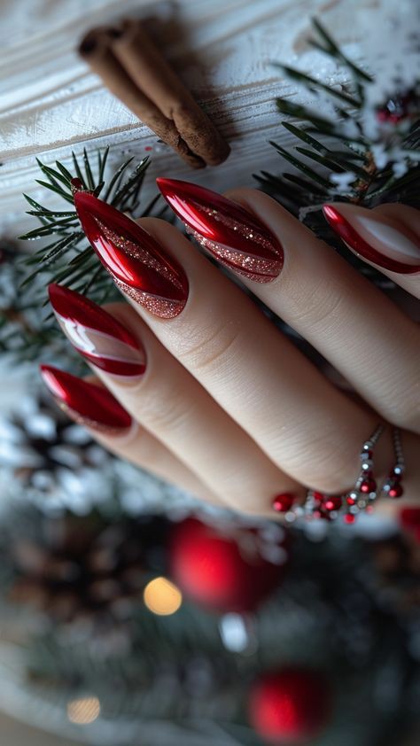 Deep -Red -with -Chrome- Accent-nail-idea