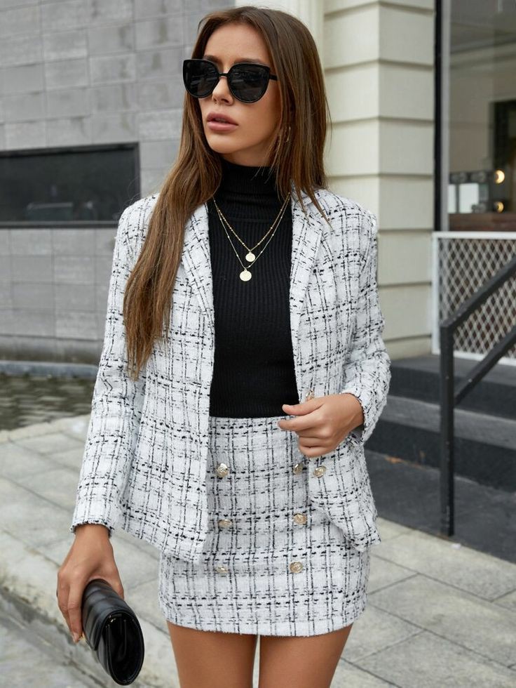 Tweed -Blazer -and- Skirt -Set-od-money-outfit-ideas-for-ladies