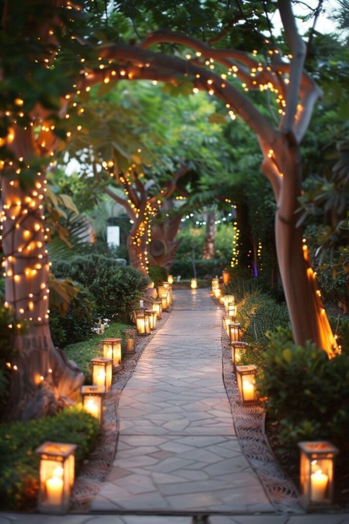 Glowing Candle-Lit Pathways