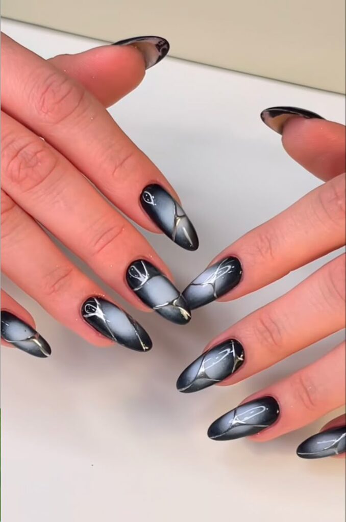 Black-Nails-with-Silver-Details