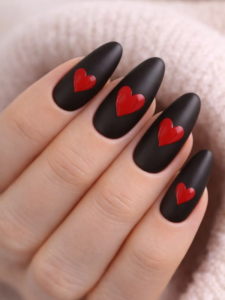 Black-and-red-heart-nails-that-are-too-hot-to-ignore 