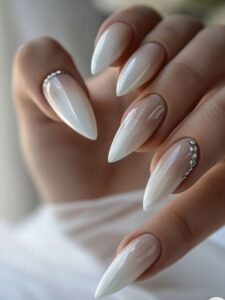 Milky-White-Almond-Nails