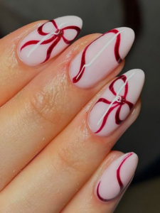 Nude-nails-with-red-details-that-are-too-hot