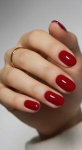 Red-Short-Nails-with-a-Glossy-Finish