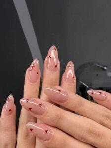 Short-Nude-Nails-with-Heart-Accent