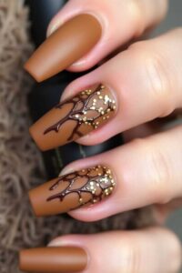 Chocolate-Nails-with-Gold-Drip-Desig