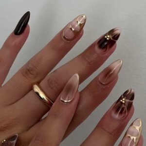Goddess-Brown-Gold-3D-Gel-Nail-Ideas-That-Look-Rich