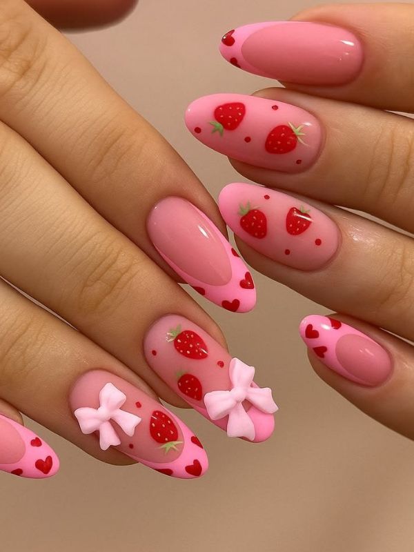 20-must-try-fruit-themed-nail-designs-with-pink-strawberry.