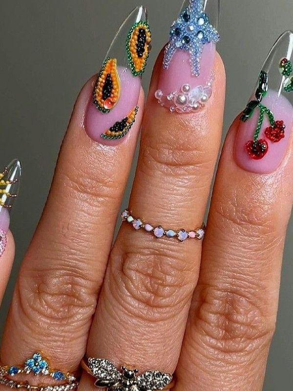 25-stunning-baddie-3D-fruit-nails-ideas-with-rhinestone-and-fruit-charm.