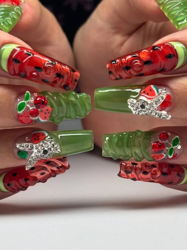 25-stunning-baddie-3D-nails-idea-featuring-raised-watermelon-art.