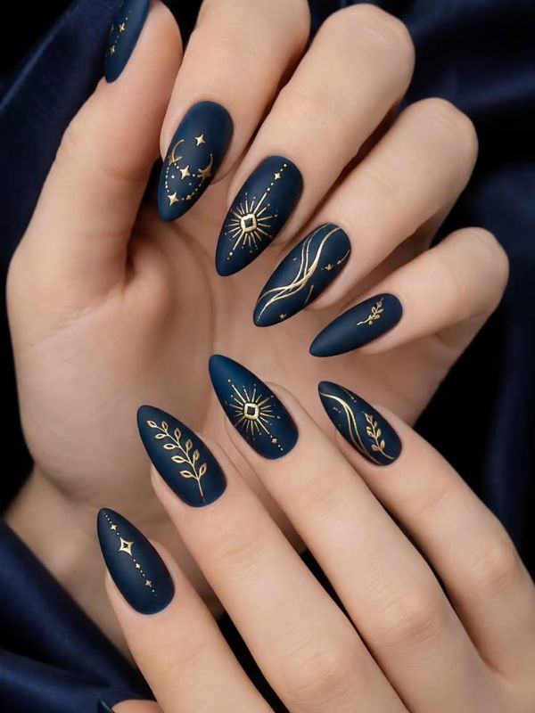 Aquarius-blue-zodiac-sign-nail-art. 
