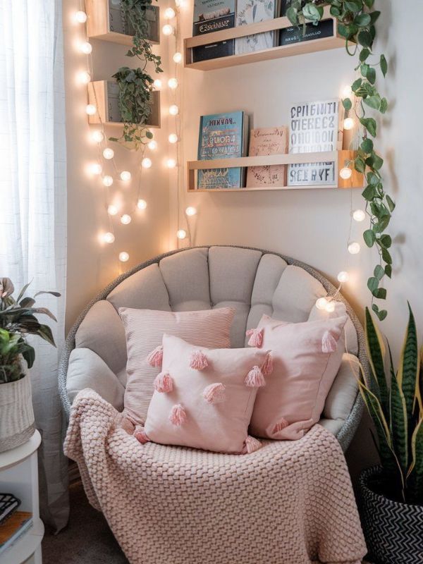 Beautiful-Pink-and-Gold-Dorm-Room-Decor