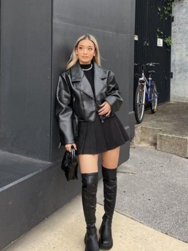 Black-Mini-Skirt-and-Knee-High-Boots