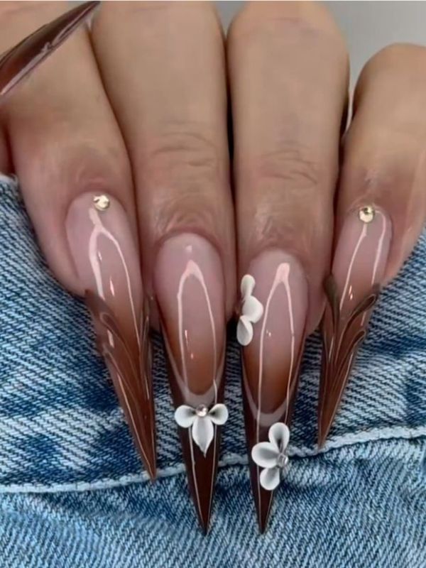 Chocolate-Brown-French-Tip-Nails