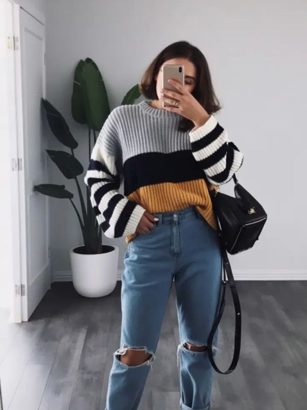 Graphic-Sweater-with-Ripped-Jeans