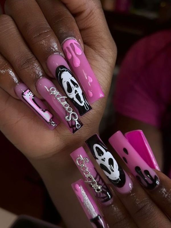 Long-Coffin-Black-and-Pink-Scream-Nails
