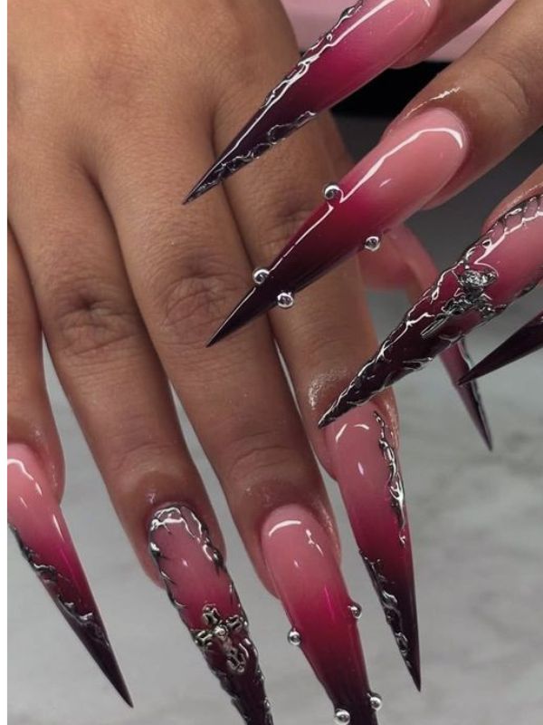 Long-Stiletto-French-Tip-Nails