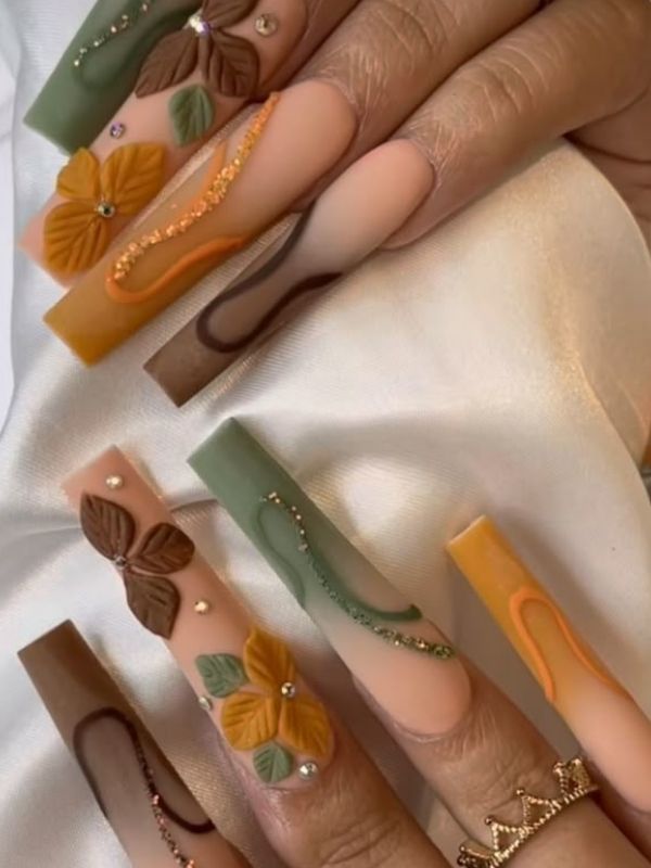 Mixed-September-Long-Nail-Designs