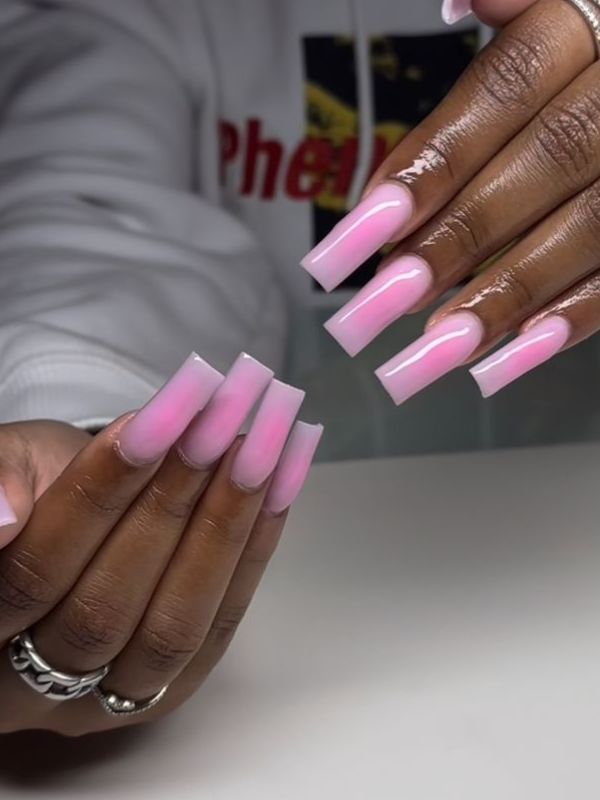 Simple-Glossy-Pink-Acrylics