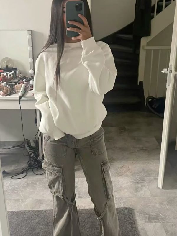 White-Sweater-with-Cargo-Pants