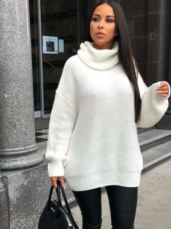 White-Sweater-with-Leather-Leggings