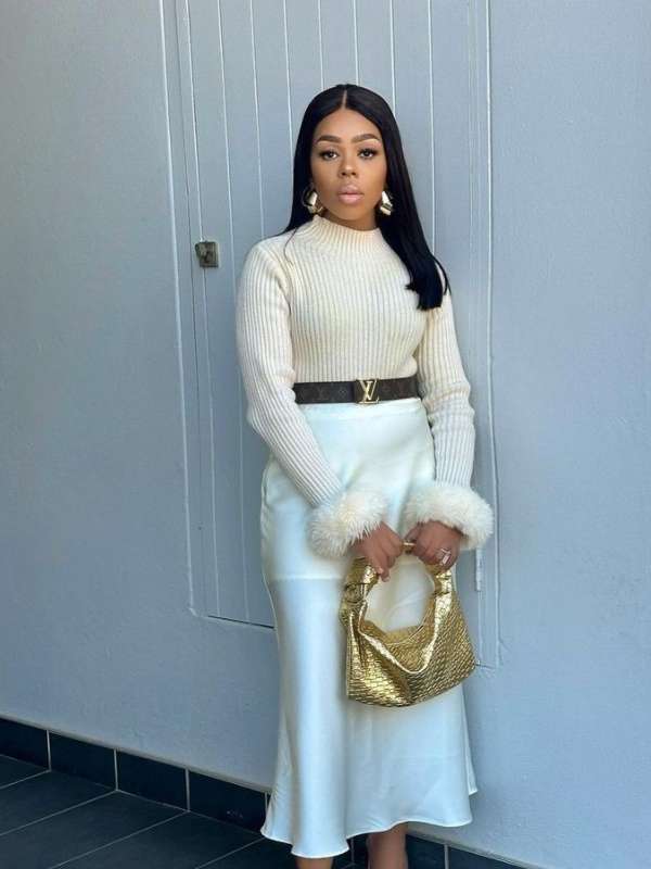 White-Sweater-with-Satin-Skirt