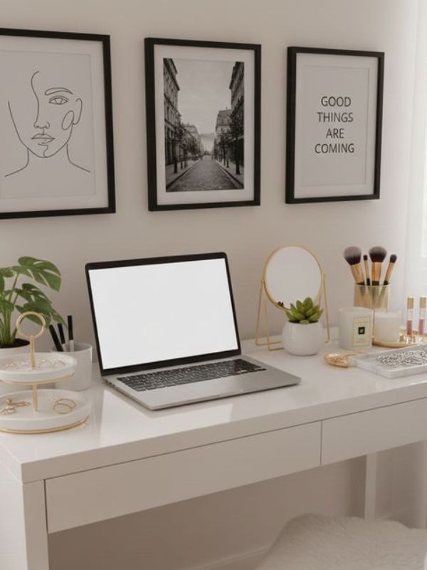White-or-Acrylic-Desk-Setup