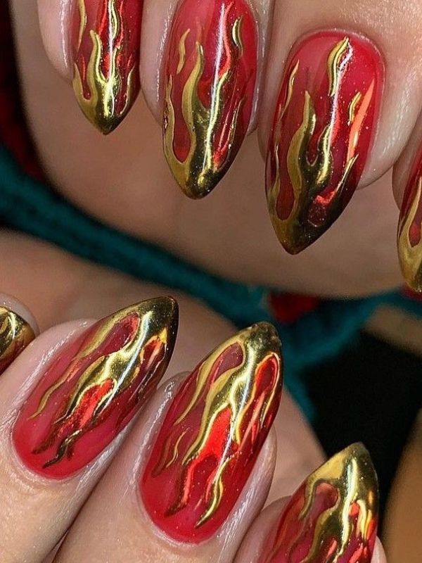 zodiac-sign-nail-art-Aries-fire-red-nails