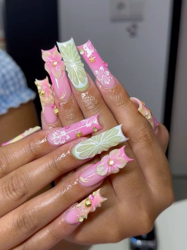 colorful-mixed-fruit-manicure-with-raised-nail-art-details.