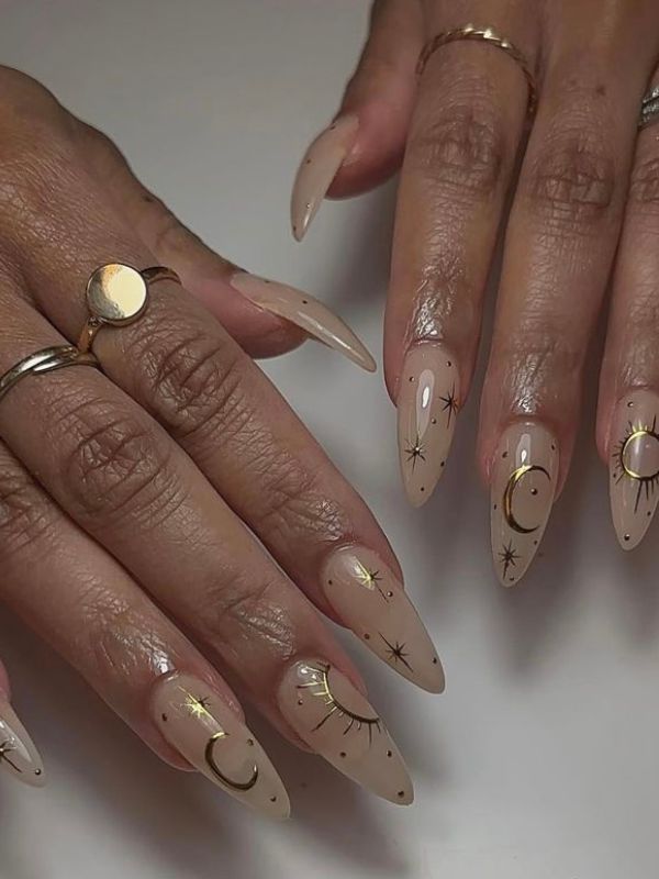 Virgo-minimalist-zodiac-sign-nail-art. 