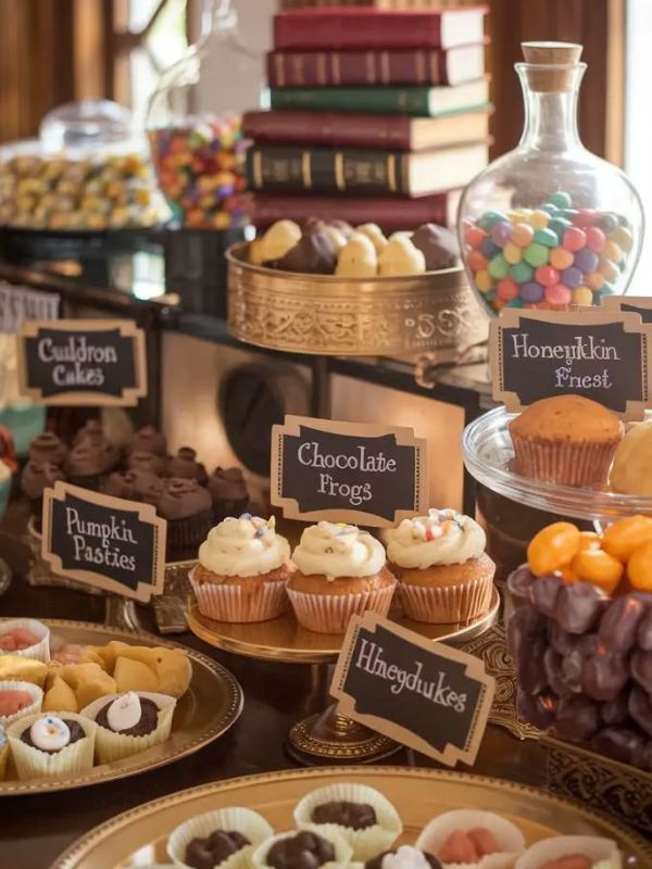 25-unforgettable-harry-Potter-birthday-party-ideas-for-adults-featuring-Hogwarts-House-Dessert-Table.