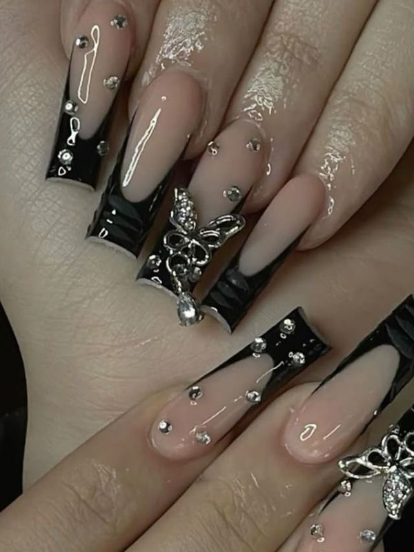 Black-French-Tip-Y2K-Goth-Nails.