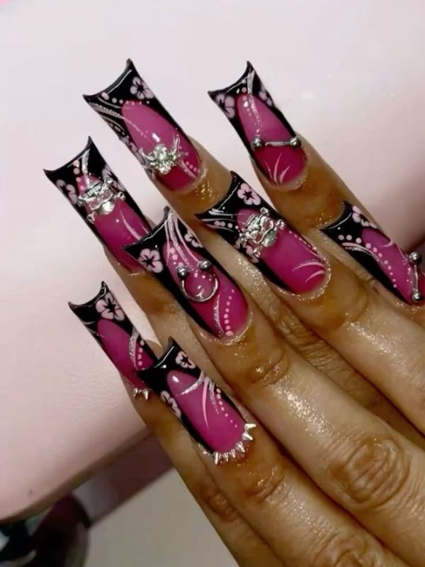 Black-and-Pink-Swag-Nail.