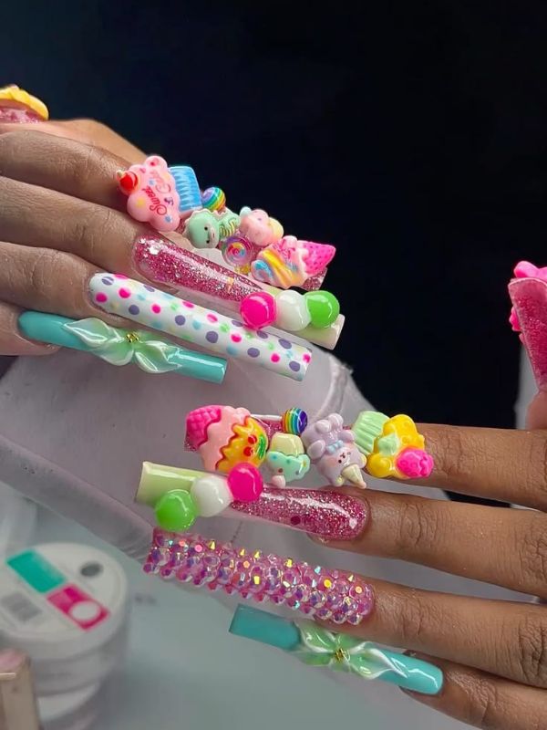 Fruit-Inspired-Colorful-Junk-Nails.