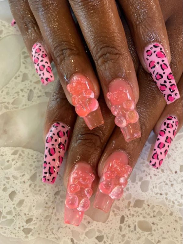 Gummy-Bear-Nail-styles-With-Animal-Prints.