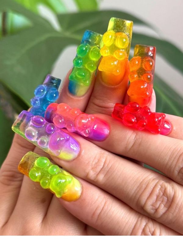 Gummy-Nails-With-Neon-Colors.