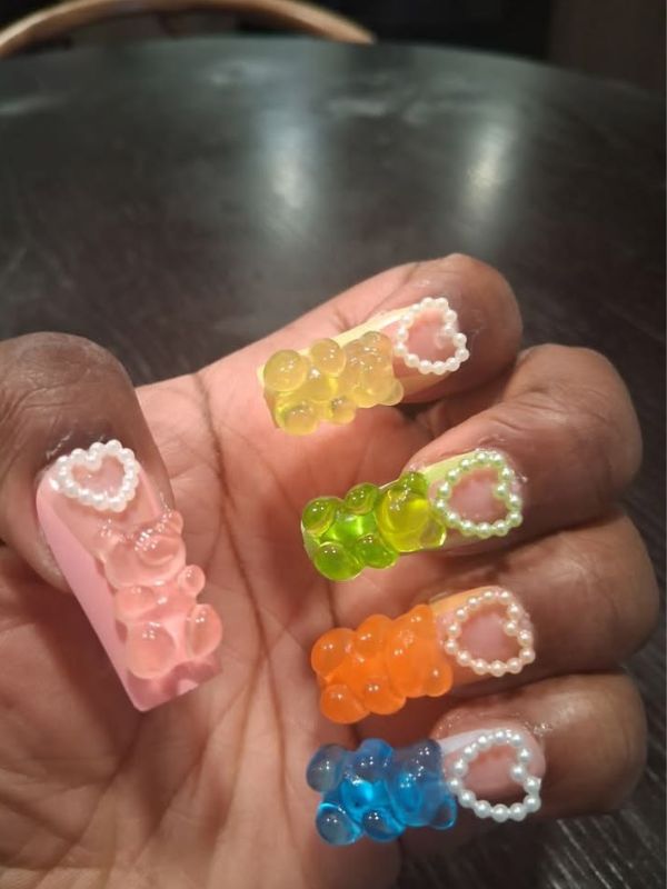 Gummy-Bear-Nails-With-Polka-Dots.