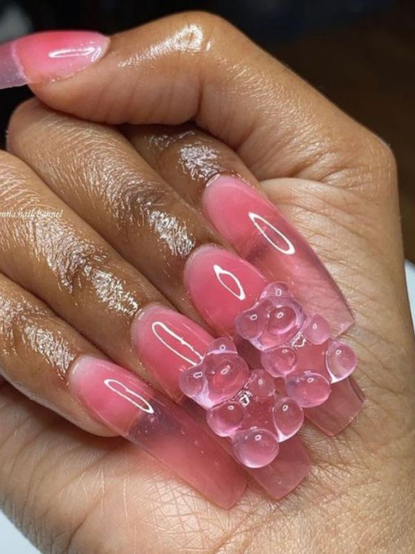 Gummy-nails-with-a-glossy-finish.